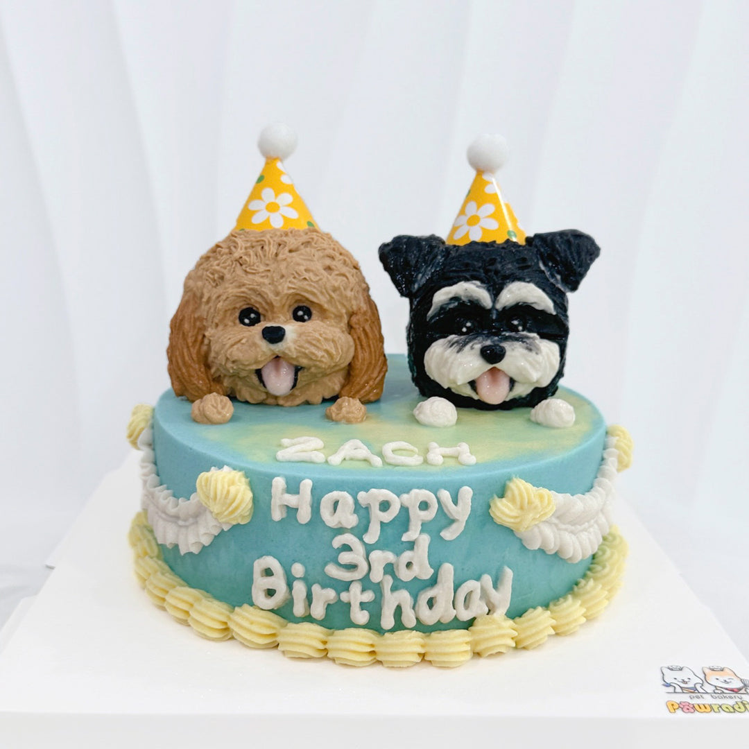 Dual-Head Sculpted Dog Cake