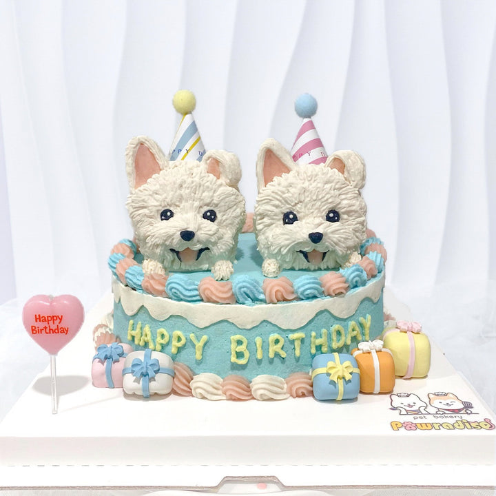 Dual-Head Sculpted Dog Cake